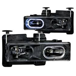 Headlight Set Crystal w/Halo Clear Lens Black Housing Pair Not For Use W/Sealed Beam Headlights Does Not Fit Models With Sealed Beam Headlights Chevy/GMC Trucks/SUVs 1988-2000 ANZO USA