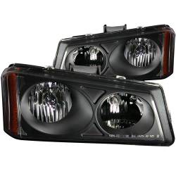 Headlight Set Crystal Clear Lens Black Housing Pair Avalanche 1500/Avalanche/Avalanche Silverado 2500 2003-2006, Chevrolet Silverado 1500/1500 HD/2500 HD/3500 2003-2007 ANZO USA
