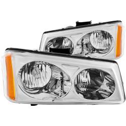 Headlight Set Crystal Clear Lens Chrome Housing Pair Does Not Fit Avalanche Models With Body Cladding Chevrolet Avalanche 1500/Avalanche/Avalanche Silverado 2500 2003-2006, Chevrolet Silverado 1500/1500 HD/2500 HD/3500 2003-2007 ANZO USA