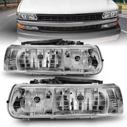 ANZO USA - Headlight Set Crystal Clear Lens Chrome Housing Pair Does Not Fit Gmc Models Chevrolet Silverado 1500/2500 1999-2002, 1500 HD/2500 HD/3500 2001-2002, Chevrolet Suburban 1500/2500/Tahoe 2000-2006 ANZO USA - Image 3
