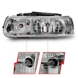 ANZO USA - Headlight Set Crystal Clear Lens Chrome Housing Pair Does Not Fit Gmc Models Chevrolet Silverado 1500/2500 1999-2002, 1500 HD/2500 HD/3500 2001-2002, Chevrolet Suburban 1500/2500/Tahoe 2000-2006 ANZO USA - Image 5