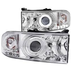 Headlight Set Projector w/Halo Clear Lens Chrome Housing Pair CCFL Does Not Fit 99-01 Ram Models With Sport Package Dodge Ram 1500 1997-2001, Dodge Ram 2500/3500 1994-2002 ANZO USA