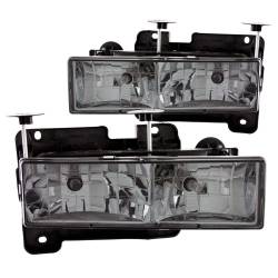 Headlight Set Crystal Smoke Lens Chrome Housing Pair Does Not Fit Models With Sealed Beam Headlights Chevy/GMC Trucks/SUVs 1988-2000 ANZO USA