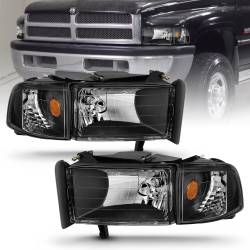 ANZO USA - Headlight Set Crystal Clear Lens Black Housing Pair Does Not Fit Ram Models With Sport Package Dodge Ram 1500 1994-2001 Ram 2500/3500 1994-2002 ANZO USA - Image 3