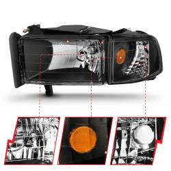ANZO USA - Headlight Set Crystal Clear Lens Black Housing Pair Does Not Fit Ram Models With Sport Package Dodge Ram 1500 1994-2001 Ram 2500/3500 1994-2002 ANZO USA - Image 5
