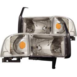 Headlight Set Crystal Clear Lens Chrome Housing Pair Does Not Fit 99-01 Ram Models With Sport Package Dodge Ram 1500 1997-2001, Dodge Ram 2500/3500 1994-2002 ANZO USA