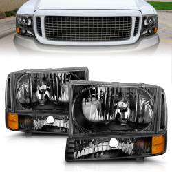 ANZO USA - Headlight Set Crystal Clear Lens Black Housing Pair 2 Pc Does Not Fit F-250 Light Duty Or Sealed Beam Models Ford Excursion 2000-2004, Ford F-250/F-350/F-450/F-550 Super Duty 1999-2004 ANZO USA - Image 3