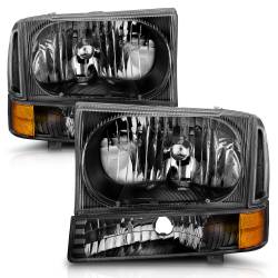 ANZO USA - Headlight Set Crystal Clear Lens Black Housing Pair 2 Pc Does Not Fit F-250 Light Duty Or Sealed Beam Models Ford Excursion 2000-2004, Ford F-250/F-350/F-450/F-550 Super Duty 1999-2004 ANZO USA - Image 4