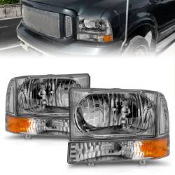 ANZO USA - Headlight Set Crystal Clear Lens Chrome Housing Pair 2pc Not For Use W/Sealed Beam Headlights Does Not Fit F-250 Light Duty Or Sealed Beam Models Ford Excursion 2000-2004, Ford F-250/F-350/F-450/F-550 Super Duty 1999-2004 ANZO USA - Image 3