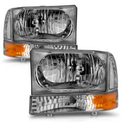 ANZO USA - Headlight Set Crystal Clear Lens Chrome Housing Pair 2pc Not For Use W/Sealed Beam Headlights Does Not Fit F-250 Light Duty Or Sealed Beam Models Ford Excursion 2000-2004, Ford F-250/F-350/F-450/F-550 Super Duty 1999-2004 ANZO USA - Image 4