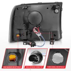 ANZO USA - Headlight Set Crystal Clear Lens Chrome Housing Pair w/1 Pc. LED Not For Use W/Sealed Beam Headlights Does Not Fit F-250 Light Duty Or Sealed Beam Models Ford Excursion 2000-2004, Ford F-250/F-350/F-450/F-550 Super Duty 1999-2004 ANZO USA - Image 8