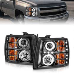 ANZO USA - Headlight Set Projector w/Halo Clear Lens Black Housing Pair CCFL Chevrolet Silverado 1500 2007-2013, 2500 HD/3500 HD 2007-2014 ANZO USA - Image 6