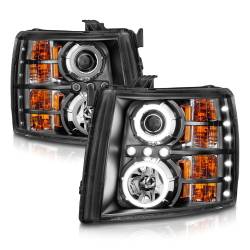 ANZO USA - Headlight Set Projector w/Halo Clear Lens Black Housing Pair CCFL Chevrolet Silverado 1500 2007-2013, 2500 HD/3500 HD 2007-2014 ANZO USA - Image 7