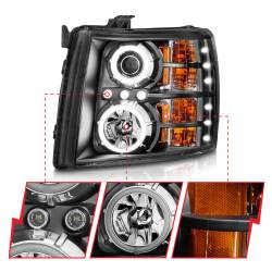 ANZO USA - Headlight Set Projector w/Halo Clear Lens Black Housing Pair CCFL Chevrolet Silverado 1500 2007-2013, 2500 HD/3500 HD 2007-2014 ANZO USA - Image 8