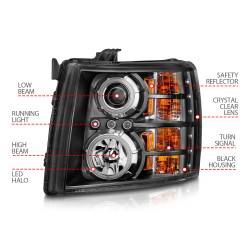 ANZO USA - Headlight Set Projector w/Halo Clear Lens Black Housing Pair CCFL Chevrolet Silverado 1500 2007-2013, 2500 HD/3500 HD 2007-2014 ANZO USA - Image 9