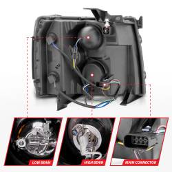 ANZO USA - Headlight Set Projector w/Halo Clear Lens Black Housing Pair CCFL Chevrolet Silverado 1500 2007-2013, 2500 HD/3500 HD 2007-2014 ANZO USA - Image 10