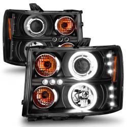 ANZO USA - Headlight Set Projector w/Halo Clear Lens Black Housing Pair CCFL GMC Sierra 1500 2007-2013, 2500 HD/3500 HD 2007-2014 ANZO USA - Image 10