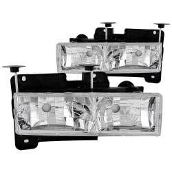 Headlight Set Crystal Clear Lens Chrome Housing Pair W/O Bulbs Not For Use W/Sealed Beam Headlights Does Not Fit Models With Sealed Beam Headlights Chevy/GMC Trucks/SUVs 1988-2000 ANZO USA