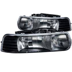 Headlight Set Crystal Clear Lens Black Housing Pair Does Not Fit Gmc Models Chevrolet Silverado 1500/2500 1999-2002, 1500 HD/2500 HD/3500 2001-2002, Chevrolet Suburban 1500/2500/Tahoe 2000-2006 ANZO USA