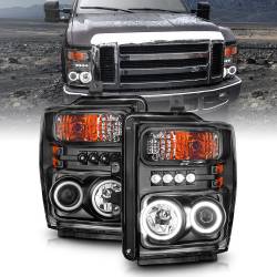 ANZO USA - Headlight Set Projector w/Halo Clear Lens Black Housing Pair CCFL Does Not Fit Models With Sealed Beam Headlights Ford F-250 Super Duty/F-350/F-450 Super Duty 2008-2010 ANZO USA - Image 4