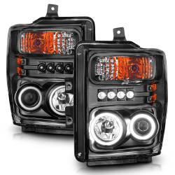 ANZO USA - Headlight Set Projector w/Halo Clear Lens Black Housing Pair CCFL Does Not Fit Models With Sealed Beam Headlights Ford F-250 Super Duty/F-350/F-450 Super Duty 2008-2010 ANZO USA - Image 5