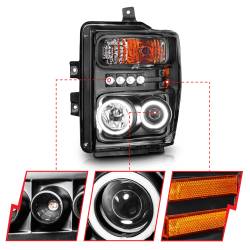 ANZO USA - Headlight Set Projector w/Halo Clear Lens Black Housing Pair CCFL Does Not Fit Models With Sealed Beam Headlights Ford F-250 Super Duty/F-350/F-450 Super Duty 2008-2010 ANZO USA - Image 6