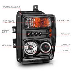 ANZO USA - Headlight Set Projector w/Halo Clear Lens Black Housing Pair CCFL Does Not Fit Models With Sealed Beam Headlights Ford F-250 Super Duty/F-350/F-450 Super Duty 2008-2010 ANZO USA - Image 7