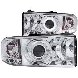Headlight Set Projector w/Halo Clear Lens Chrome Housing Pair Does Not Fit Ram Models With Sport Package Dodge Ram 1500 1994-2001, Dodge Ram 2500/3500 1994-2002 ANZO USA
