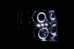 ANZO USA - Headlight Set Projector w/Halo Clear Lens Chrome Housing Pair Chevrolet Silverado 1500 2007-2013, 2500 HD/3500 HD 2007-2014 ANZO USA - Image 3