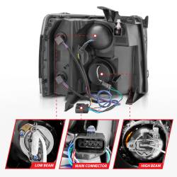 ANZO USA - Headlight Set Projector w/Halo Clear Lens Black Housing Pair Chevrolet Silverado 1500 2007-2013, 2500 HD/3500 HD 2007-2014 ANZO USA - Image 8