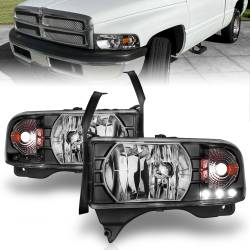 ANZO USA - Headlight Set Crystal Clear Lens Black Housing Pair w/1 Pc. LED Does Not Fit Ram Models With Sport Package Dodge Ram 1500 1994-2001, Dodge Ram 2500/3500 1994-2002 ANZO USA - Image 4