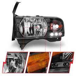 ANZO USA - Headlight Set Crystal Clear Lens Black Housing Pair w/1 Pc. LED Does Not Fit Ram Models With Sport Package Dodge Ram 1500 1994-2001, Dodge Ram 2500/3500 1994-2002 ANZO USA - Image 6