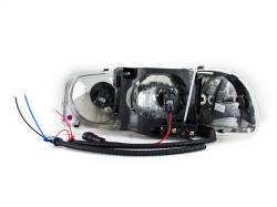 ANZO USA - Headlight Set Crystal w/Halo Clear Lens Black Housing Pair w/1 Pc. LED GMC Sierra 1500 1999-2007, 1500 HD/2500 HD/3500 2001-2007, GMC Sierra 2500 1999-2004, GMC Yukon/XL 1500/XL 2500 2000-2006 ANZO USA - Image 2