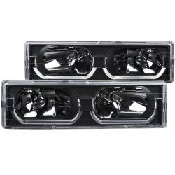 Headlight Set Crystal Clear Lens Black Housing Pair W/Low Brow Chevy/GMC Trucks/SUVs 1988-2000 ANZO USA