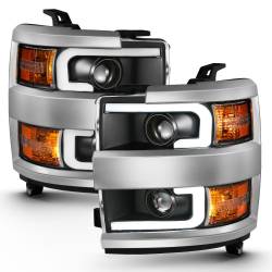 ANZO USA - Projector Headlights W/ Plank Style Design Black W/ Amber Chevrolet Silverado 2500 HD/3500 HD 2015-2019 ANZO USA - Image 2