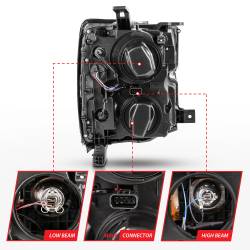 ANZO USA - Projector Headlights W/ Plank Style Design Black W/ Amber Chevrolet Silverado 2500 HD/3500 HD 2015-2019 ANZO USA - Image 5