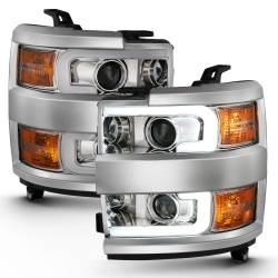 ANZO USA - Projector Headlights W/ Plank Style Design Chrome W/ Amber Chevrolet Silverado 2500 HD/3500 HD 2015-2019 ANZO USA - Image 2