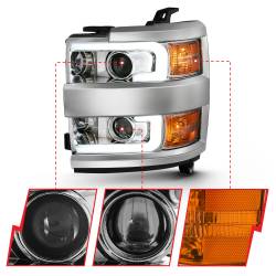 ANZO USA - Projector Headlights W/ Plank Style Design Chrome W/ Amber Chevrolet Silverado 2500 HD/3500 HD 2015-2019 ANZO USA - Image 3