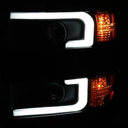 ANZO USA - Headlight Set Projector Clear Lens Plank Style Black Housing W/Amber Black Trim Pair Chevrolet Silverado 2500 HD/3500 HD 2015-2019 ANZO USA - Image 3