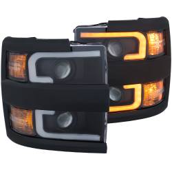 ANZO USA - Headlight Set Projector Clear Lens Plank Style Switchback Black Housing W/Amber Black Trim Pair Chevrolet Silverado 2500 HD/3500 HD 2015-2019 ANZO USA - Image 5