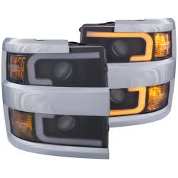 ANZO USA - Headlight Set Projector Clear Lens Plank Style Switchback Black Housing W/Amber Chrome Trim Pair Chevrolet Silverado 2500 HD/3500 HD 2015-2019 ANZO USA - Image 5