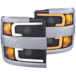 ANZO USA - Headlight Set Projector Clear Lens Plank Style Switchback Black Housing W/Amber Chrome Trim Pair Chevrolet Silverado 2500 HD/3500 HD 2015-2019 ANZO USA - Image 6