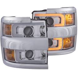 ANZO USA - Headlight Set Projector Clear Lens Plank Style Switchback Chrome Housing W/Amber Black Trim Pair Chevrolet Silverado 2500 HD/3500 HD 2015-2019 ANZO USA - Image 5