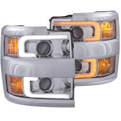 ANZO USA - Headlight Set Projector Clear Lens Plank Style Switchback Chrome Housing W/Amber Black Trim Pair Chevrolet Silverado 2500 HD/3500 HD 2015-2019 ANZO USA - Image 6