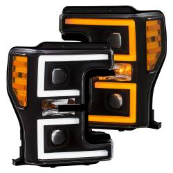 Projector Headlights W/ U-Bar Switchback Black W/ Amber Ford F-250 Super Duty/F-350/F-450 Super Duty 2017-2019 ANZO USA