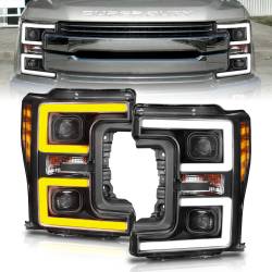 ANZO USA - Projector Headlights W/ U-Bar Switchback Black W/ Amber Ford F-250 Super Duty/F-350/F-450 Super Duty 2017-2019 ANZO USA - Image 4