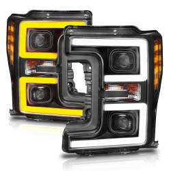 ANZO USA - Projector Headlights W/ U-Bar Switchback Black W/ Amber Ford F-250 Super Duty/F-350/F-450 Super Duty 2017-2019 ANZO USA - Image 5