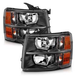 ANZO USA - Headlight Set Crystal Headlights Black Chevrolet Silverado 1500/3500 2007-2013, 1500 HD 2007, 2500/2500 HD/3500 HD 2007-2014 ANZO USA - Image 2
