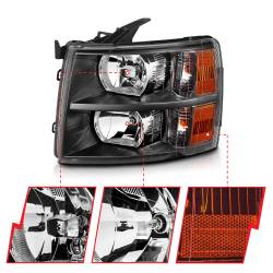 ANZO USA - Headlight Set Crystal Headlights Black Chevrolet Silverado 1500/3500 2007-2013, 1500 HD 2007, 2500/2500 HD/3500 HD 2007-2014 ANZO USA - Image 3