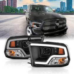 Projector Headlights Plank Style Design BlackRam 1500/2500/3500 2011-2018 ANZO USA